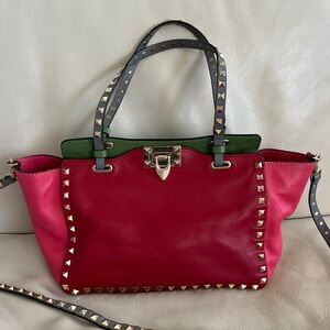 Valentino Garavani Multicolor Rockstud Leather Two-way Bag